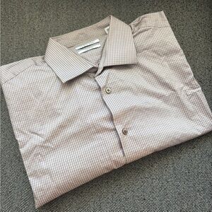 Calvin Klein Men's Light Brown Checkered Shirt